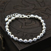 C&R Real 925 Sterling Silver bracelet Simple round beads bracelet men and women couple models Fine Jewelry