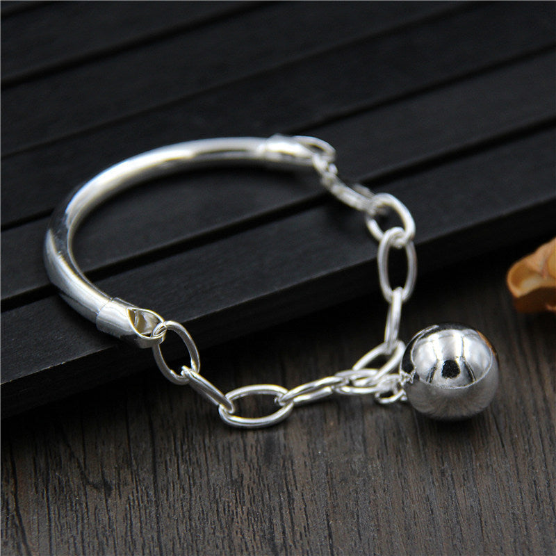 C&R Real 925 Sterling Silver bracelet for women Round beads chain tube mixed Polishing charm bracelets Fine Jewelry