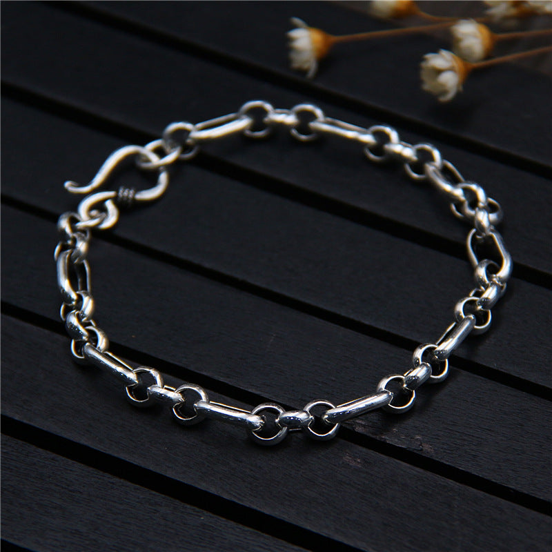 C&R Real 925 Sterling Silver bracelet for women men chain link Bracelet Punk personality Thai Silver Fine Jewelry