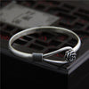 C&R Real 990 Sterling Silver bangles for women Female retro 3D Rose opening bracelets&bangles Fine Jewelry Anniversary Gift