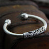 C&R Real 990 Sterling Silver bangles for women fish lotus bracelet Thai silver retro Ethnic style Fine Jewelry Adjustable