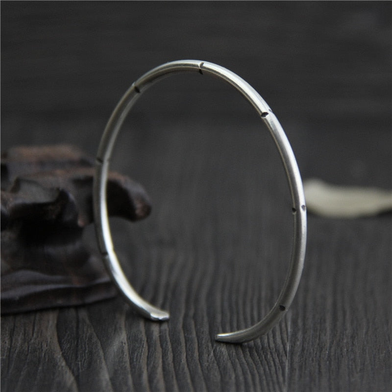 C&R Real 999 Sterling Silver bangle bracelet for women Thin Circle Bangle Thai Silver bracelets Vintage Opening Fine Jewelry