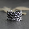C&R Real S999 Sterling Silver Rings for Women Men Braided Thai Silver Rings Opening Handmade Vintage Ring Fine Jewelry Size 6-13