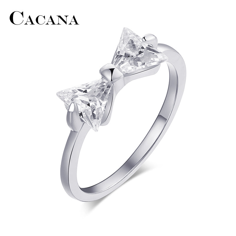 Cubic Zirconia Rings For Women Tied Bow Type Trendy Fashion Zinc Alloy Rings Jewelry Bijouterie Wholesale NO.R505