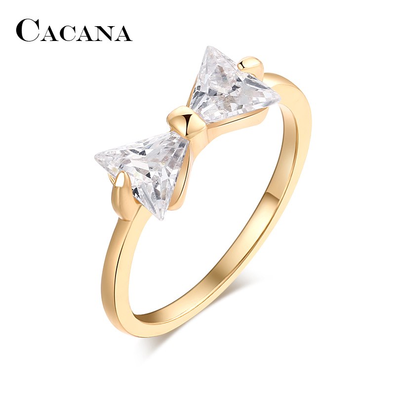 Cubic Zirconia Rings For Women Tied Bow Type Trendy Fashion Zinc Alloy Rings Jewelry Bijouterie Wholesale NO.R505