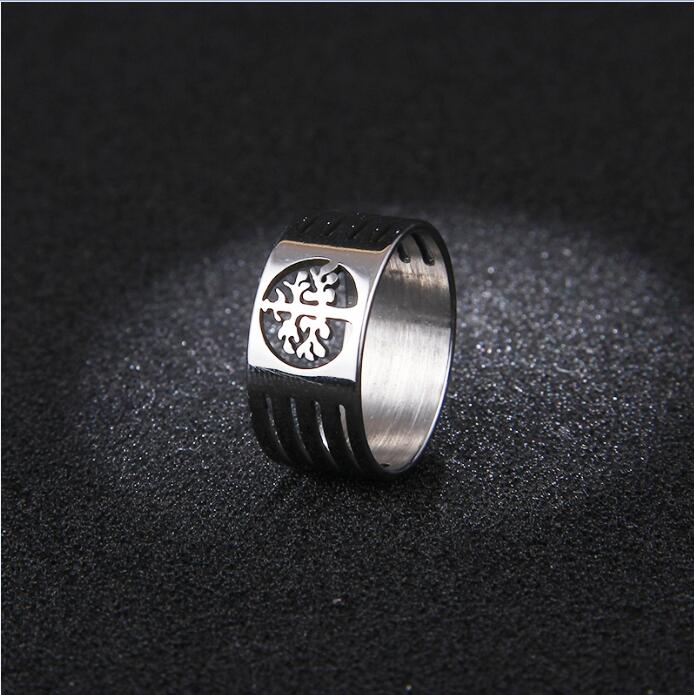 Punk Gold Color 316L Stainless Steel Wisdom Tree Rings For Men Jewelry FULL Size 7-11 DROP SHIPPIING