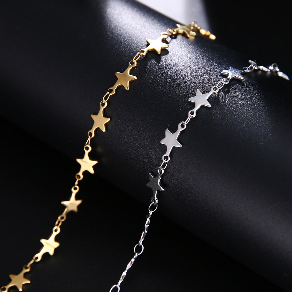 CACANA Stainless Steel Chain Bracelets For Man Women Gold Silver Color For Pendant Pentagram Donot Fade Jewelry N1846