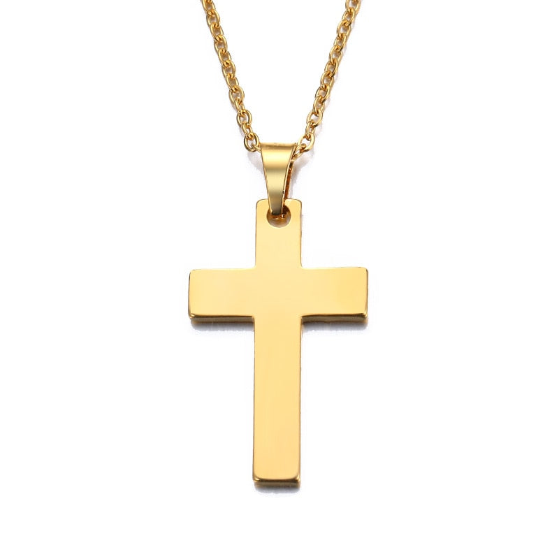 Stainless Steel Necklace For Women Man Lover's Cross Gold And Silver Color Pendant Necklace Engagement Jewelry