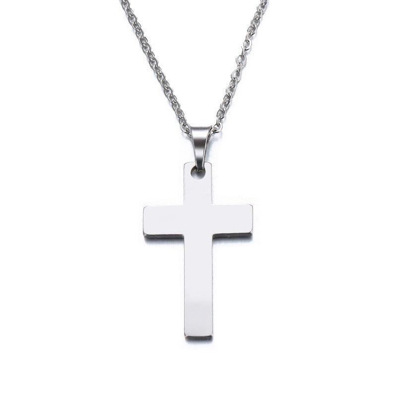 Stainless Steel Necklace For Women Man Lover's Cross Gold And Silver Color Pendant Necklace Engagement Jewelry
