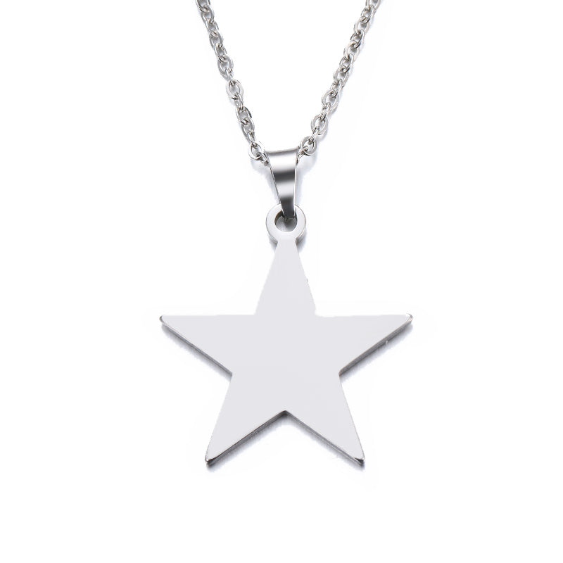 Stainless Steel Necklace For Women Man Lover's Pentagram Gold And Silver Color Pendant Necklace Engagement Jewelry