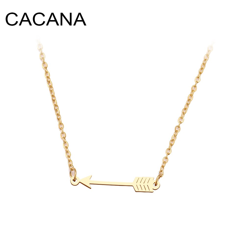 CACANA Stainless Steel Necklace For Women Man Lucky Love Arrow Pendant Choker Necklace Engagement Jewelry