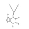 CAFFEINE Chemical Molecule Pendant Necklace BFF Gift Trendy Simple Jewelry For Men Women Black Gold Silver