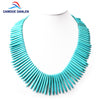 Fashion Women Necklaces Howlite Turquoises Strip Shape Gem Vintage Necklace 48CM Long Statement Necklace Pendants