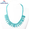 H Fashion Women Necklaces Howlite Turquoises Gem Vintage Charm Necklace 48CM Long Statement Necklace Pendants