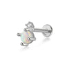 CANNER 925 Sterling Silver Opal Piercing Earring for Women Exquisite Crown Ear Studs Cartilage Earring Body Jewelry Gift 1piece
