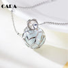 CARA NEW 2020 silver color alloy ladies fashion long chain Rose mesh ball opal stone necklace pendant chain necklace CARA0073