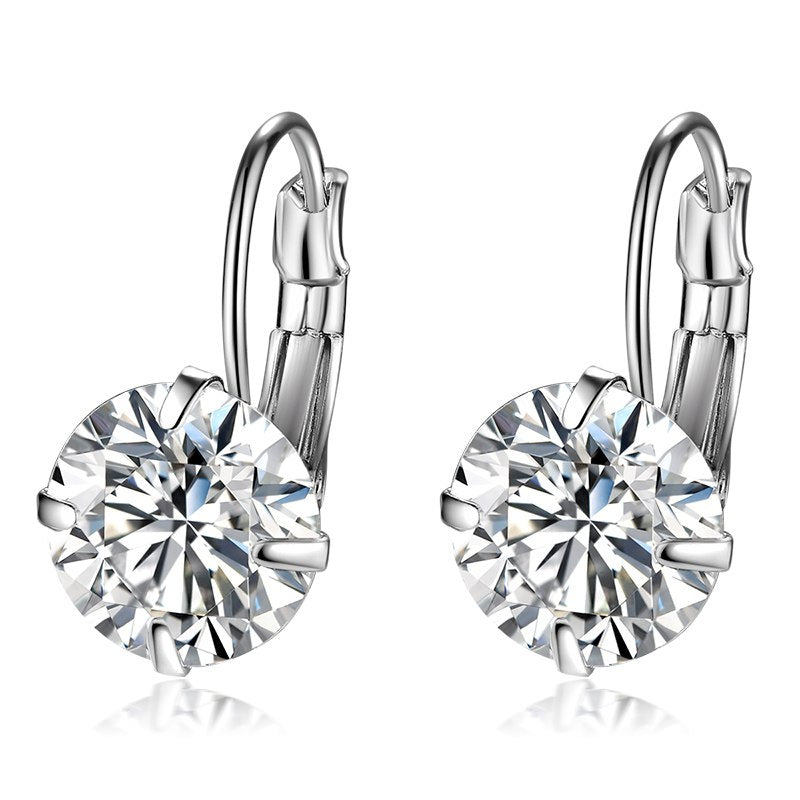 7 Color Luxury Female Zirconia Hoop Earrings Silver color CZ Crystal Round Earrings For Women Jewelry Wholesale