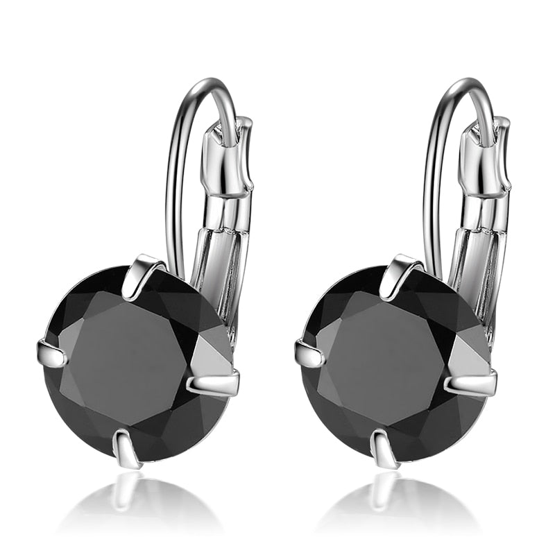 7 Color Luxury Female Zirconia Hoop Earrings Silver color CZ Crystal Round Earrings For Women Jewelry Wholesale