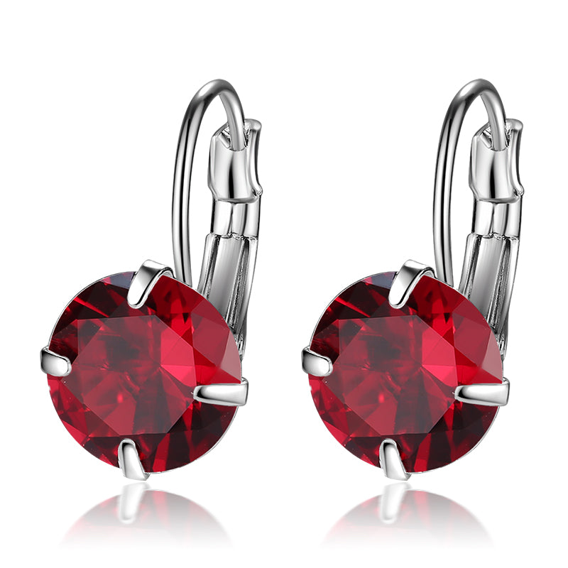 7 Color Luxury Female Zirconia Hoop Earrings Silver color CZ Crystal Round Earrings For Women Jewelry Wholesale