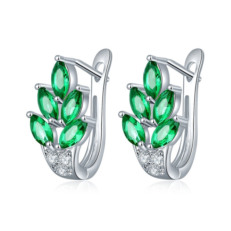 Fashion High-Grade Leaves Shape AAA Cubic Zircon Hoop Earring Silver color Jewelry Earrings For Women Earrings ER0274
