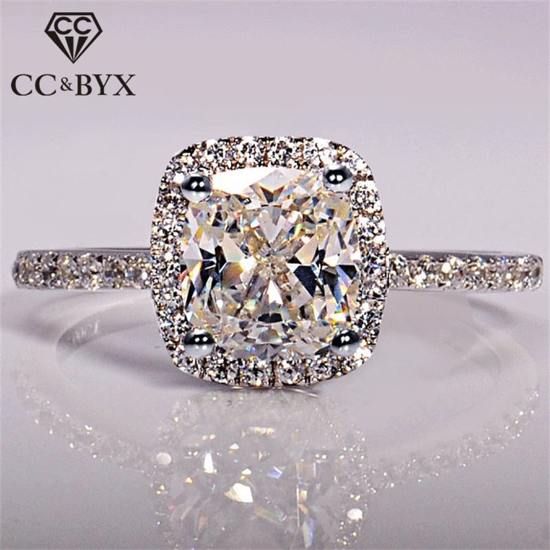 CC 925 Sterling Silver Rings For Women Bridal Wedding Anelli Trendy Je