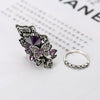 CC Ethnic Style Vintage Rings For Women Butterfly Purple Stone Personality 2 pcs Double Ring Set Hyperbole Party Anillos CC736