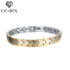 CC Fashion Mens Jewelry Bracelets & Bangles Gold-Color Titanium Stainless Steel Magnetic Health Care Bijoux Party Gift SBRM-025