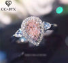 CC Jewelry 925 Silver Rings For Women Fashion Pink Water Drop Simple Jewelry Engagement Bride Wedding Gift Ring CC585