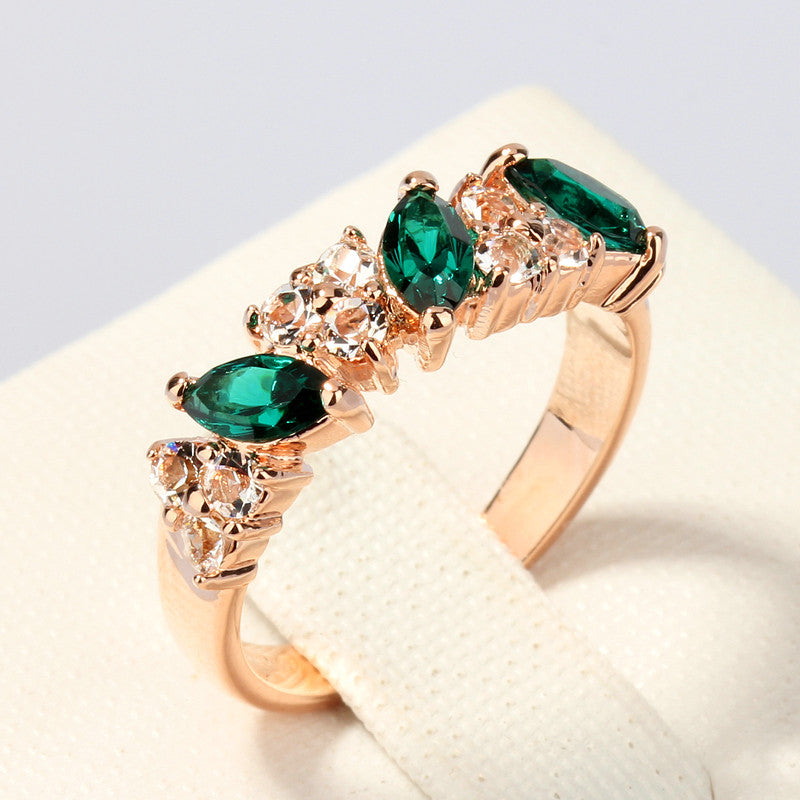 CC Jewelry Rings For Women Fashion Jewelry Luxury Charm Rose Gold Color Blue Stone Ring Bridal Wedding Engagement CC1069