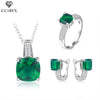 CC Jewelry Vintage Green Stone Earring Necklace Ring Jewelry Set For Women Sterling Silver Jewelry Wedding Party Bijoux CCAS109