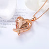 CDE Women Gold Color Love Heart Pendant Necklace with Pink Crystal Handmade Design Jewelry Promise Gifts