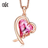 CDE Women Gold Color Love Heart Pendant Necklace with Pink Crystal Handmade Design Jewelry Promise Gifts