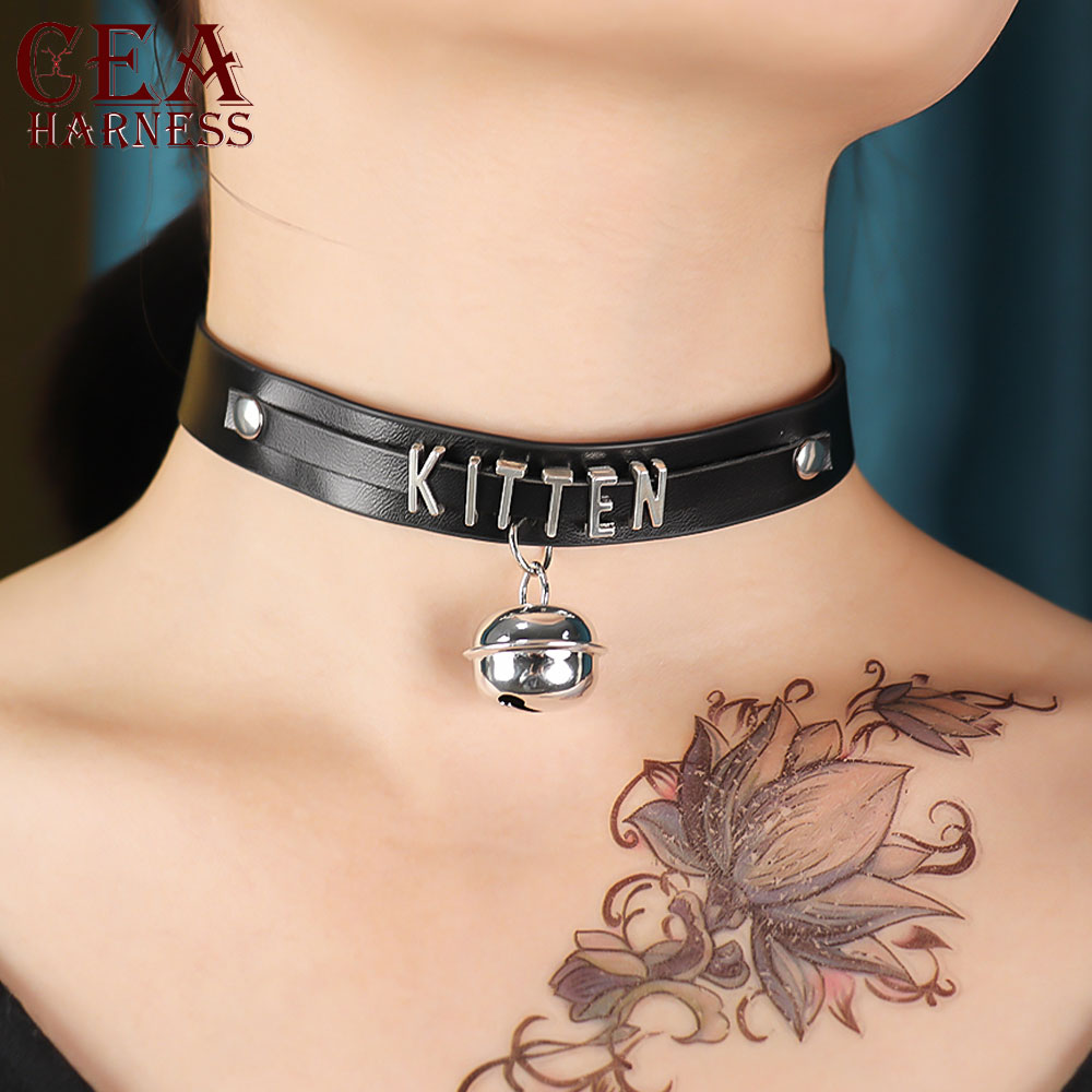 CEA 2021  Goth Necklace For Women Vintage Black Bell Letter Leather Choker Gothic Accessories Girls Party Jewelry