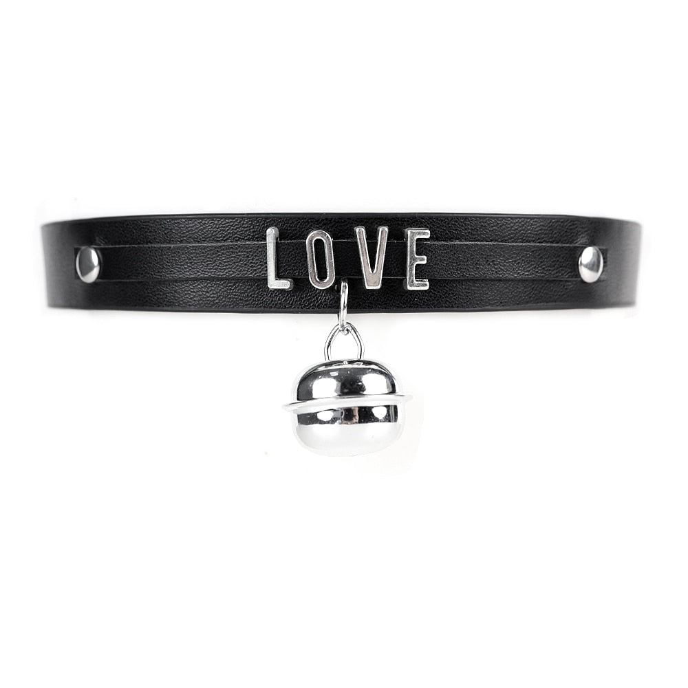 CEA 2021  Goth Necklace For Women Vintage Black Bell Letter Leather Choker Gothic Accessories Girls Party Jewelry