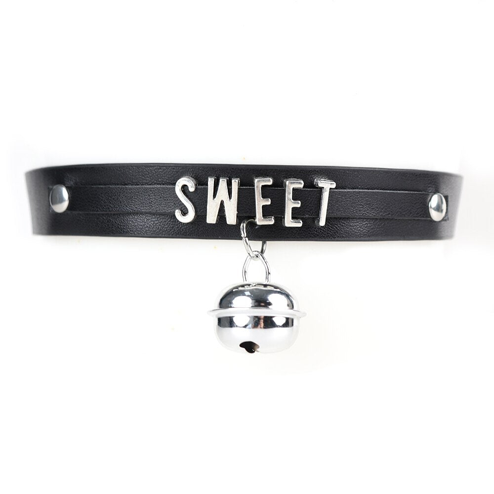 CEA 2021  Goth Necklace For Women Vintage Black Bell Letter Leather Choker Gothic Accessories Girls Party Jewelry