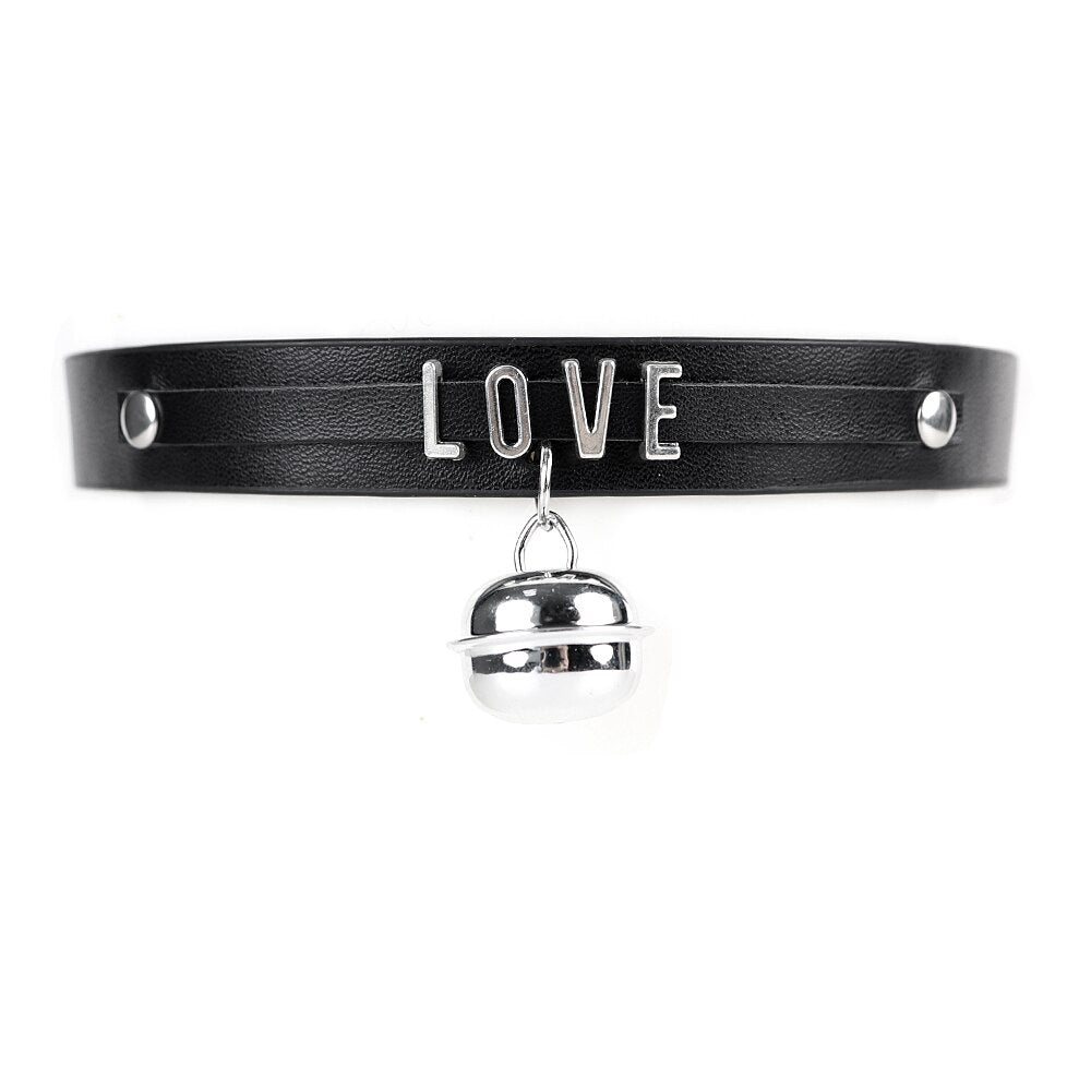CEA 2021  Goth Necklace For Women Vintage Black Bell Letter Leather Choker Gothic Accessories Girls Party Jewelry