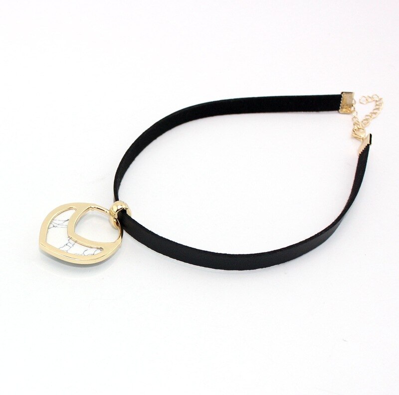 CHICVIE 2021 Women Jewelry Black Short Leather Cord Accessories Drop Shape Natural Stone Charm Pendant Chain Necklaces SNE170057