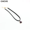 CHICVIE 2021 Women Jewelry Black Short Leather Cord Accessories Drop Shape Natural Stone Charm Pendant Chain Necklaces SNE170057