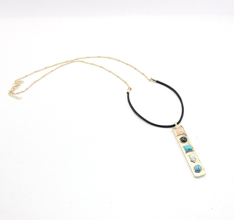 CHICVIE 2021 Women Jewelry Black Short Leather Cord Accessories Drop Shape Natural Stone Charm Pendant Chain Necklaces SNE170057