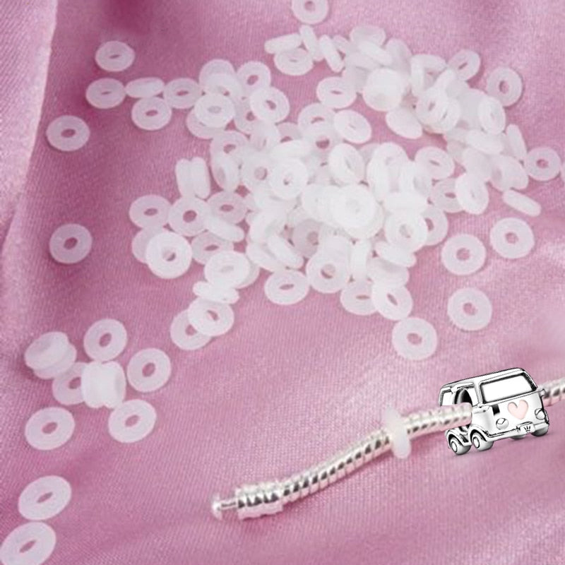 CHIELOY Elastic Ring Silica Gel Clips Charms Fit Original Brand Bracelet Bangle for Women Rubber Safety Stopper Bead DIY Jewelry