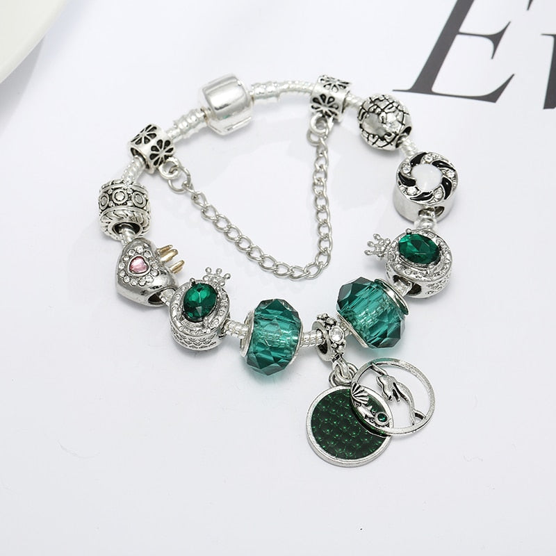 CHIELOYS 2022 Crystal Brand Charm Bracelets &amp; Bangles For Women DIY Silver Color Charm Pulsera Green Bracelets