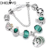 CHIELOYS 2022 Crystal Brand Charm Bracelets &amp; Bangles For Women DIY Silver Color Charm Pulsera Green Bracelets