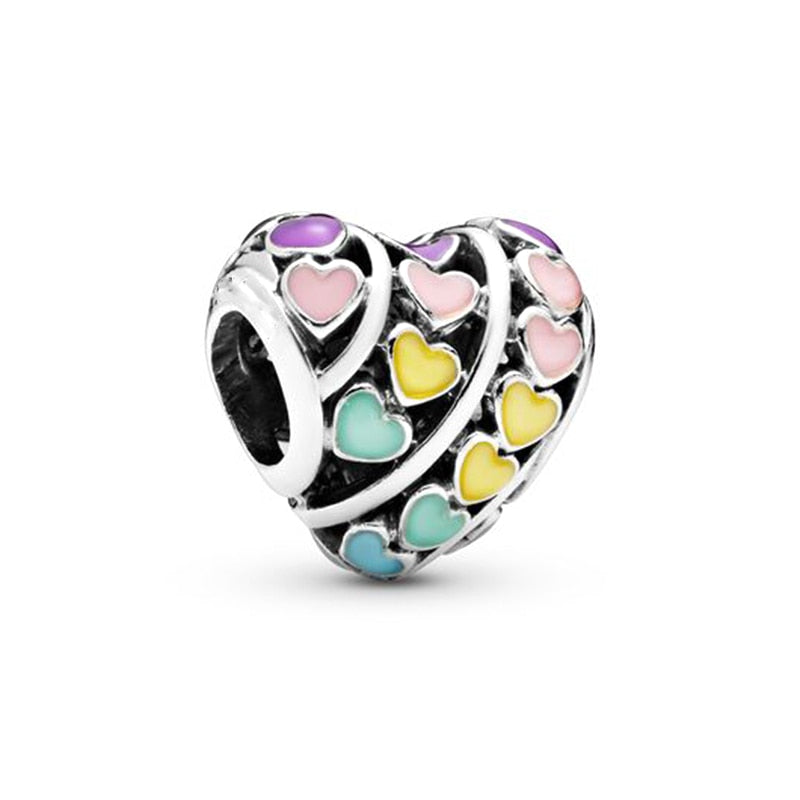 CHIELOYS 2Pcs/lot Rainbow Of Love Charm Pendant Bead Fits Brand Bracelet &amp; Necklace For Women Jewelry Diy Making Gifts