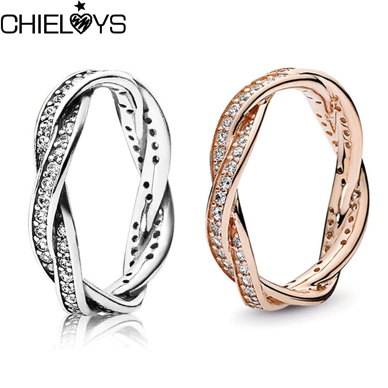 CHIELOYS Trendy Classical Twist Rope Cubic Zirconia Finger Brand Ring For Women Wedding engagement Rings Trinket Gifts