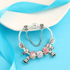 CHIELOYS Trendy Pink Crystal Bead Brand Charm Bracelet With Safety Chain Bracelet &amp; Bangle for Women DIY Jewelry