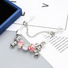 CHIELOYS Trendy Pink Crystal Bead Brand Charm Bracelet With Safety Chain Bracelet &amp; Bangle for Women DIY Jewelry