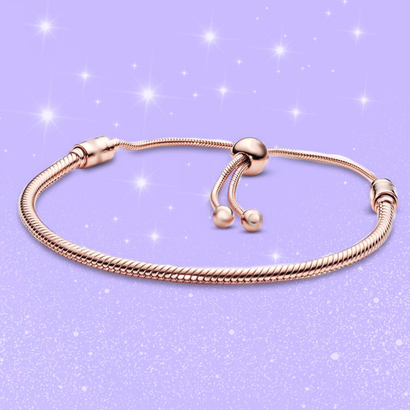 CHIELOYS TOP Selling Silver Plated Classic Round Snake Chain Bracelet Charm Beads Link Chain Bracelets For Women Jewelry