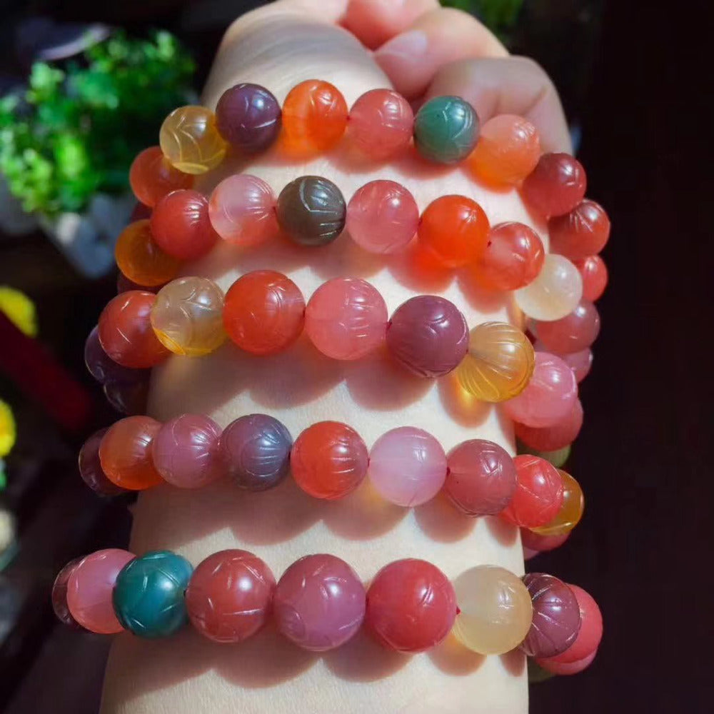 CHINA Yanyuan agate blurry multicolor 8/10/12mm round bracelet 7.5inch   beads nature woman 2020
