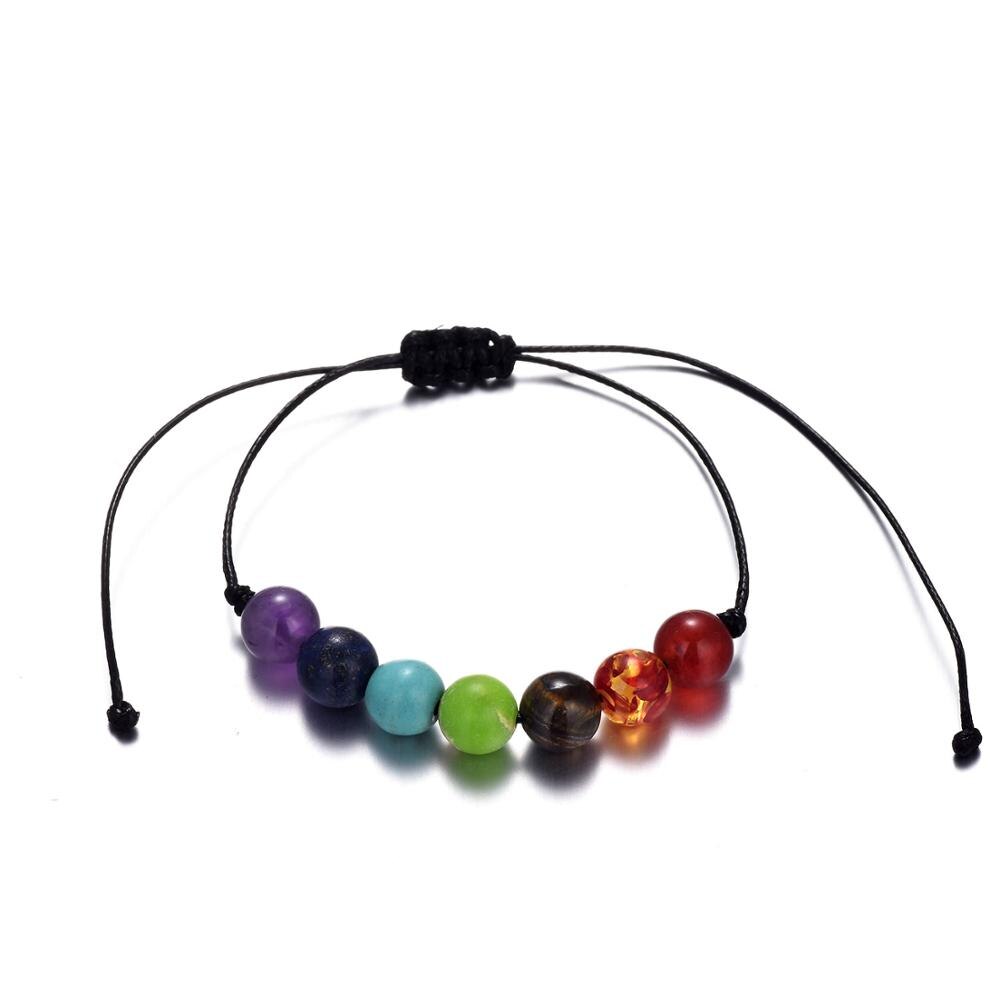 CHSXY 7 Chakra Natural Stone Beads Bracelet Reiki Healing Balance Woven Rope Bracelets for Women Men Prayer Amulet Yoga Jewelry