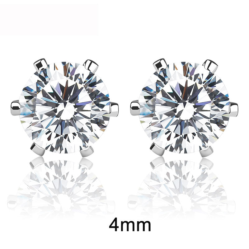 Men's Silver Stud Earrings Female Brincos Cute Circle Cubic Zirconia Crystal Earing Jewellery Korean Fashion Kolczyki